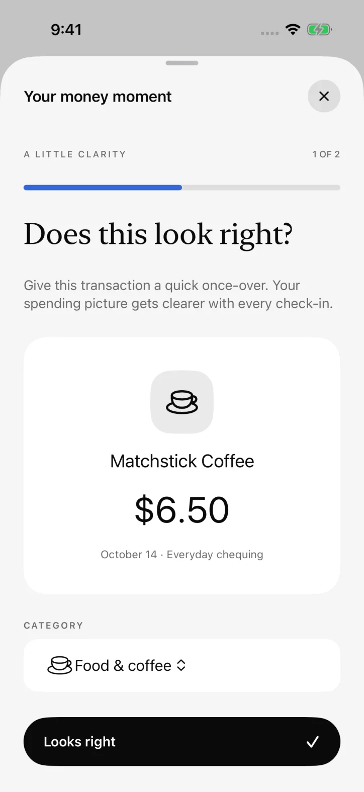 ettavi. — Guided transaction and category review.