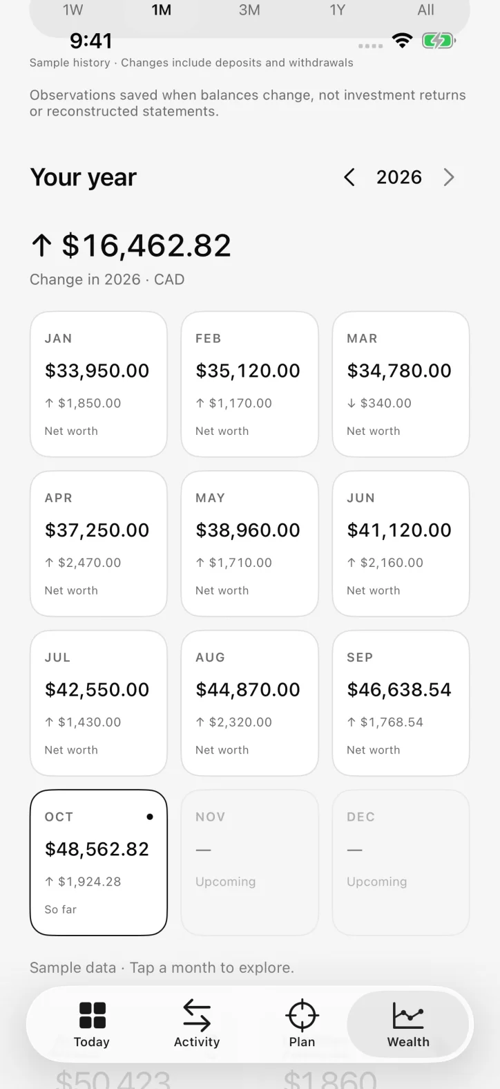 ettavi. — Monthly grid of recorded net worth values.